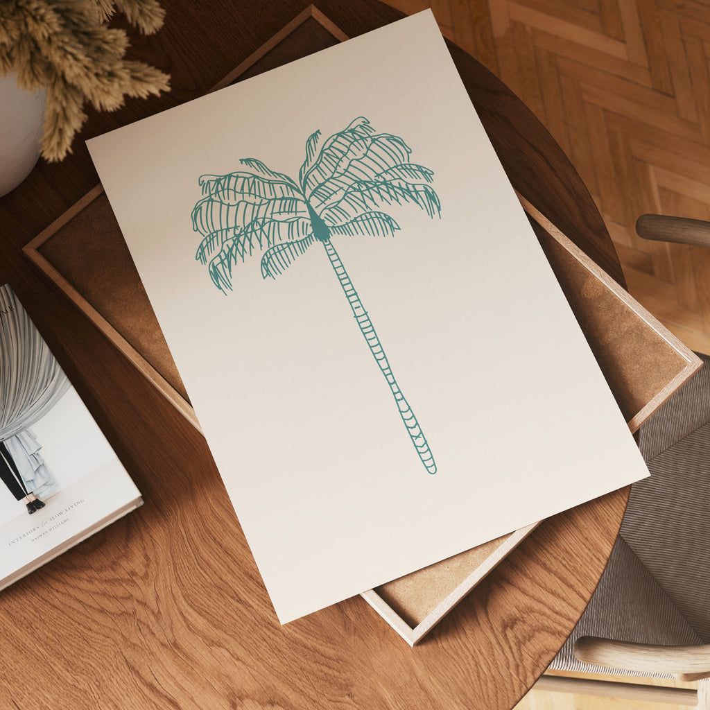 Palmtree Minimalism poster visad rakt fram – Bozetto affisch i hög tryckkvalitet