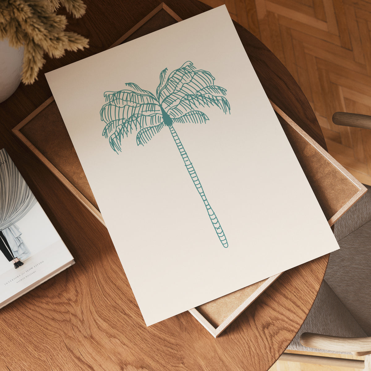 Palmtree Minimalism poster visad rakt fram – Bozetto affisch i hög tryckkvalitet