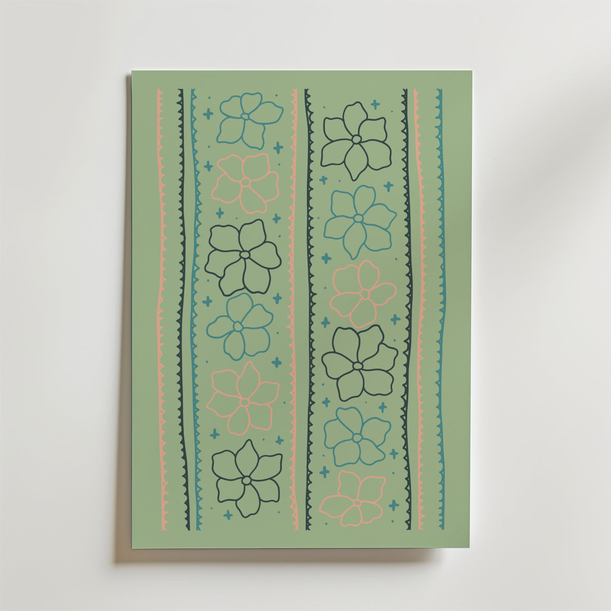 Pastel Garden Lines – stilfullt konsttryck från Bozetto, tryckt på matt finpapper