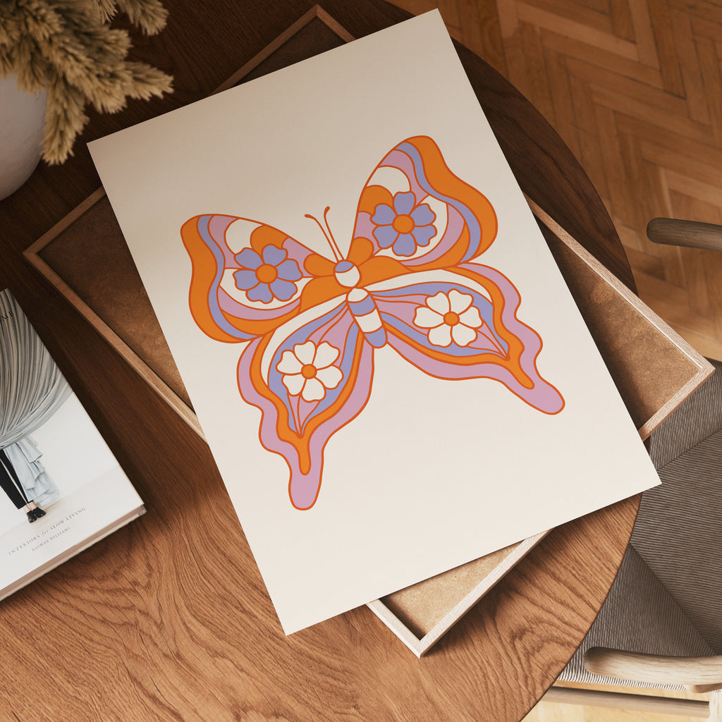 Orange Butterfly Symmetry – affisch med stilfullt motiv från Bozetto i hög kvalitet