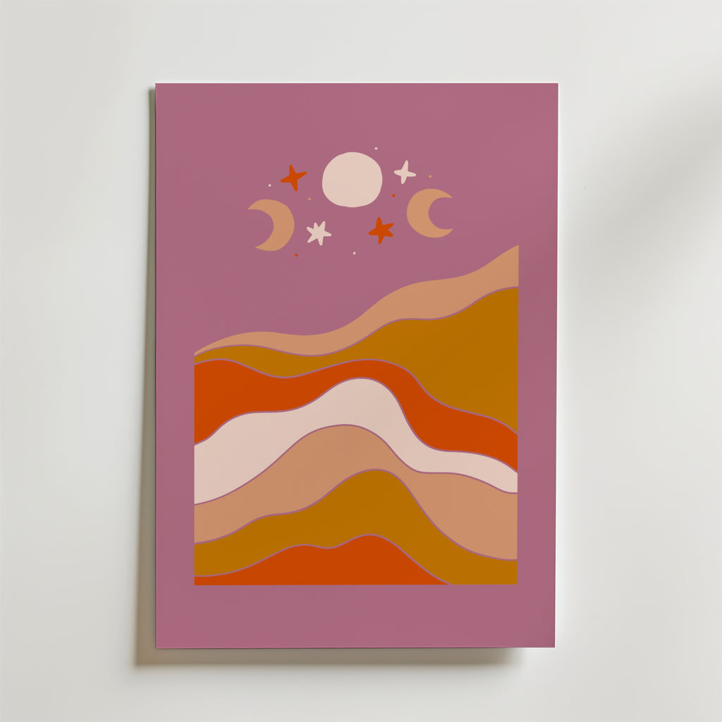 Desert Moonscape – stilfullt konsttryck från Bozetto, tryckt på matt finpapper i hög tryckkvalitet
