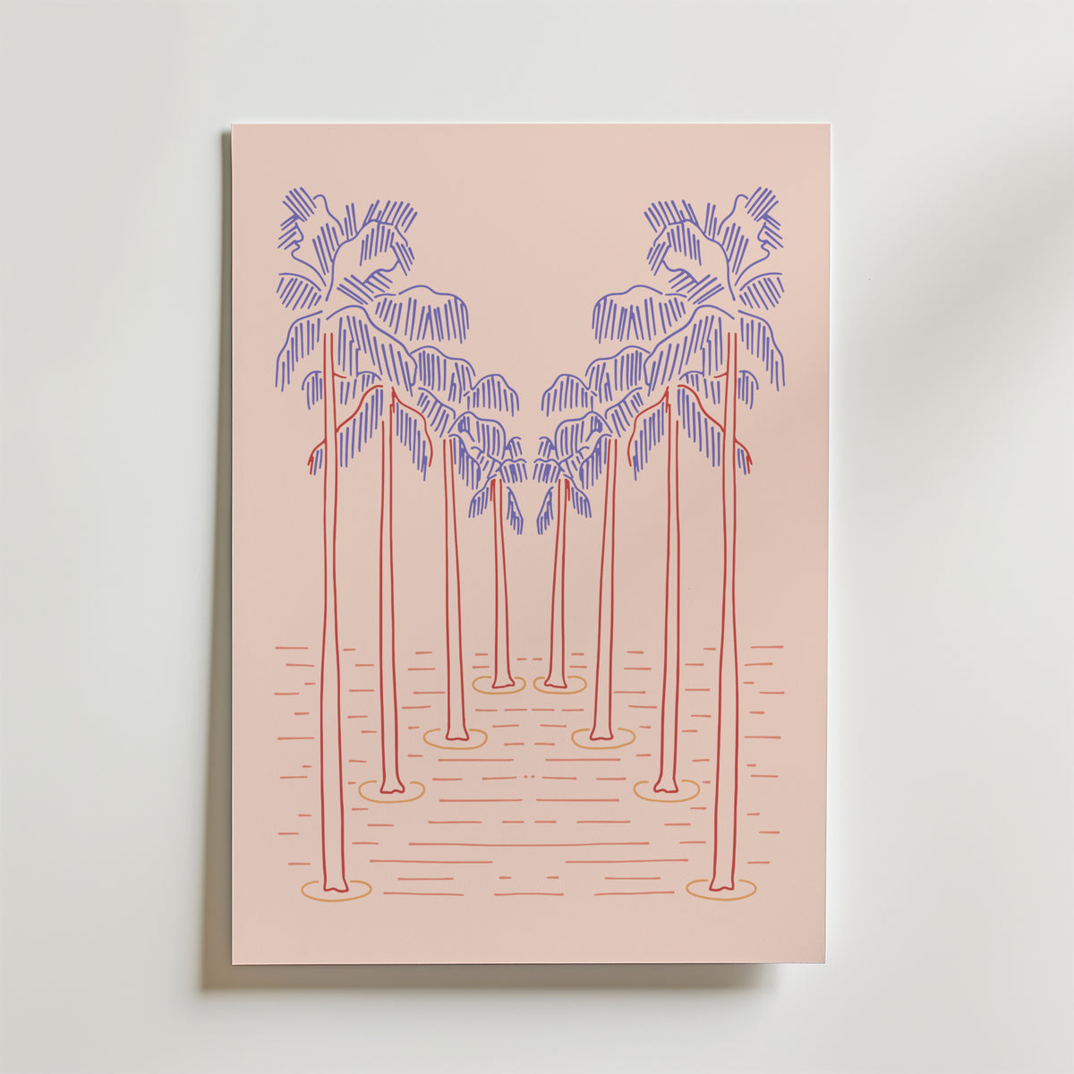 Palm Dream Sunset – stilfullt konsttryck från Bozetto, tryckt på matt finpapper i hög tryckkvalitet