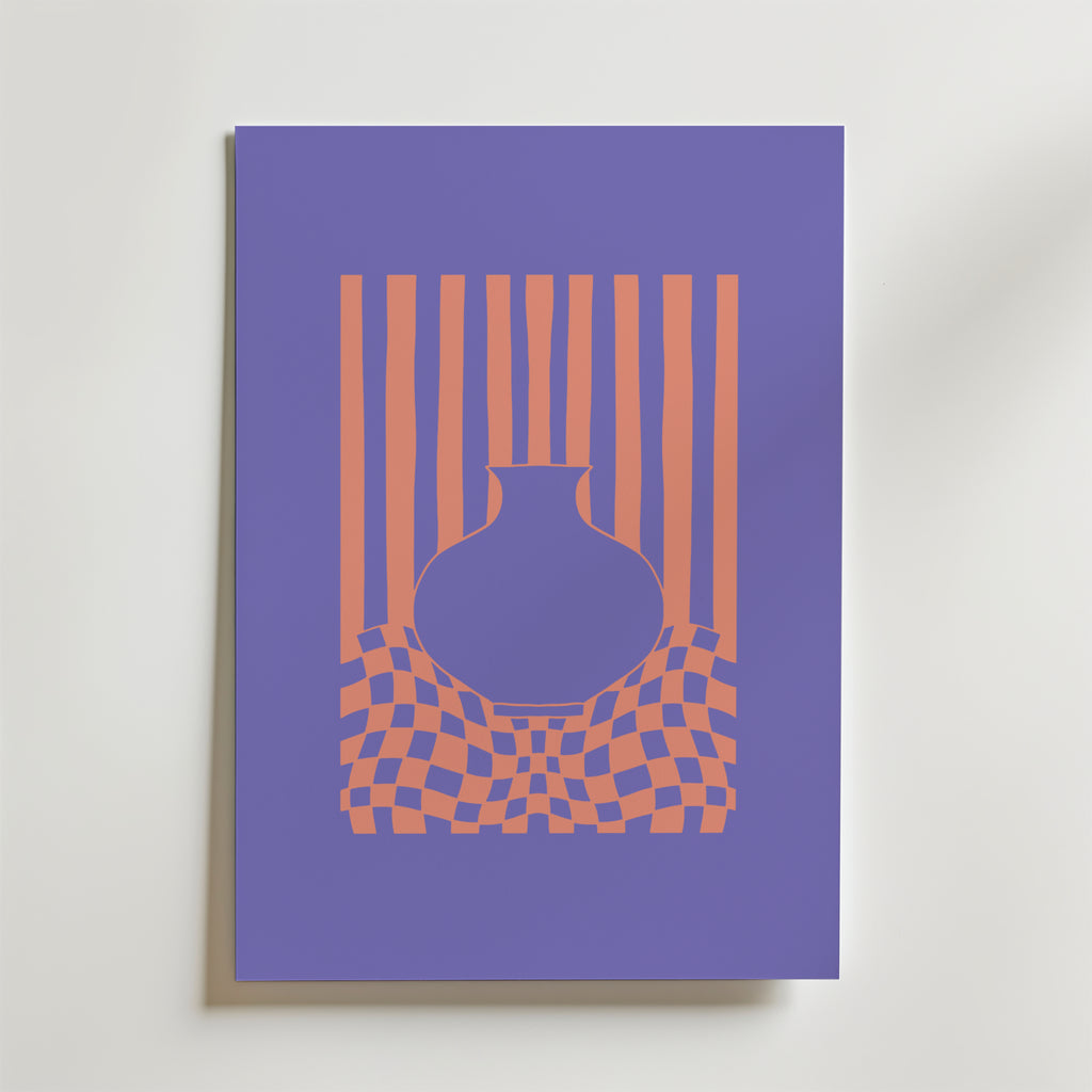 Striped Vase Illusion – stilfullt konsttryck från Bozetto, tryckt på matt finpapper