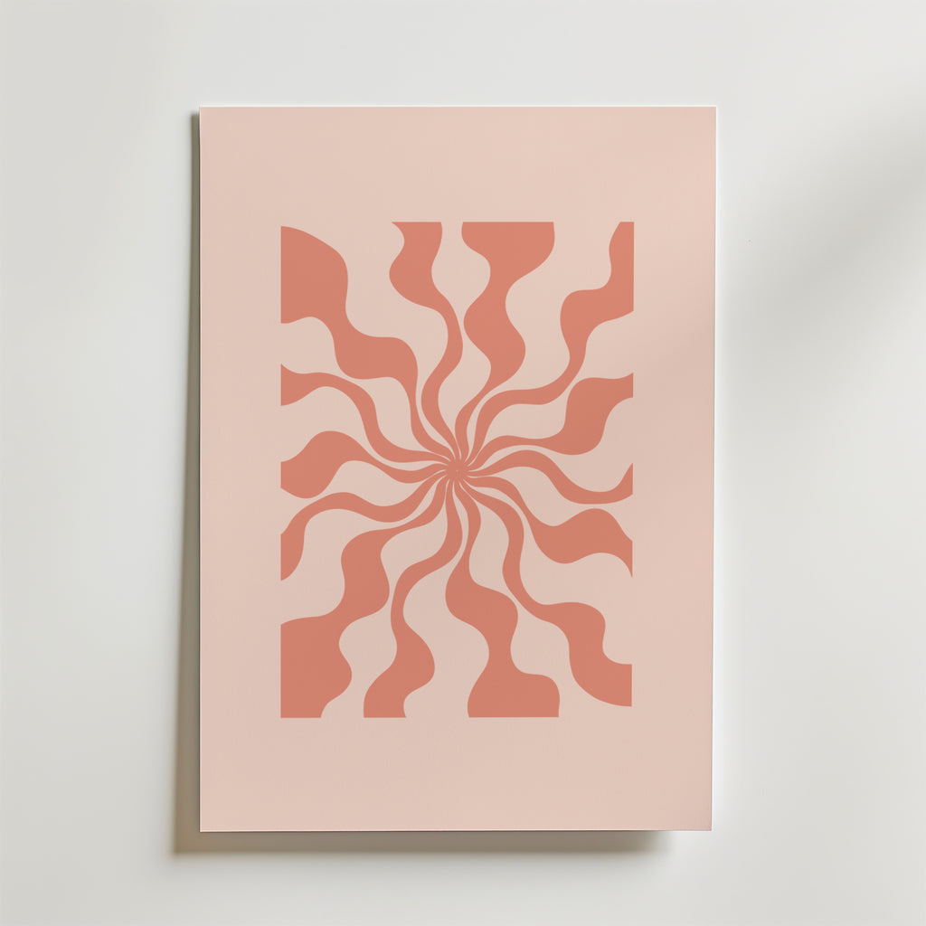 Retro Swirl Rose – stilfullt konsttryck från Bozetto, tryckt på matt finpapper i hög tryckkvalitet
