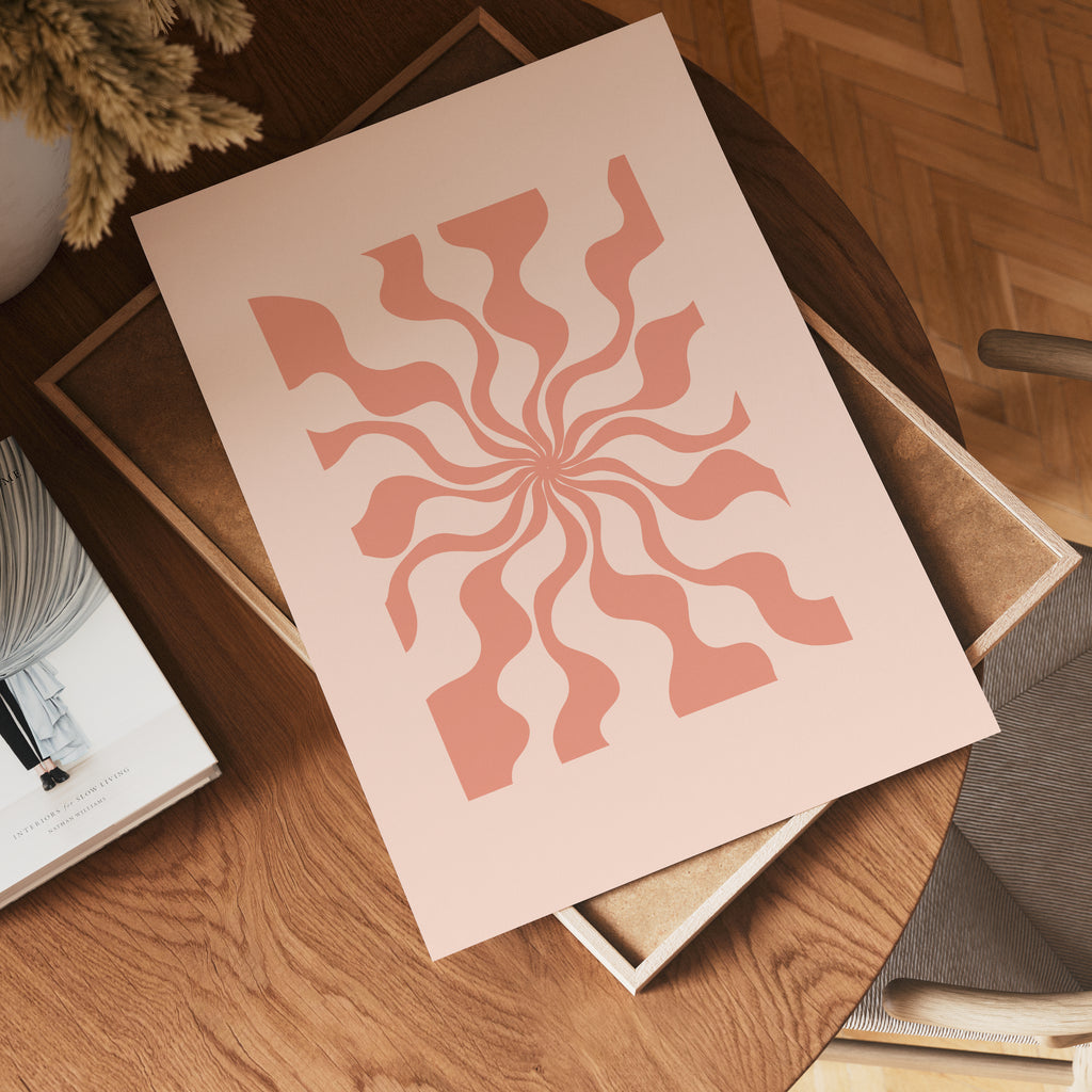 Retro Swirl Rose poster visad rakt fram – Bozetto affisch i hög tryckkvalitet i hög tryckkvalitet