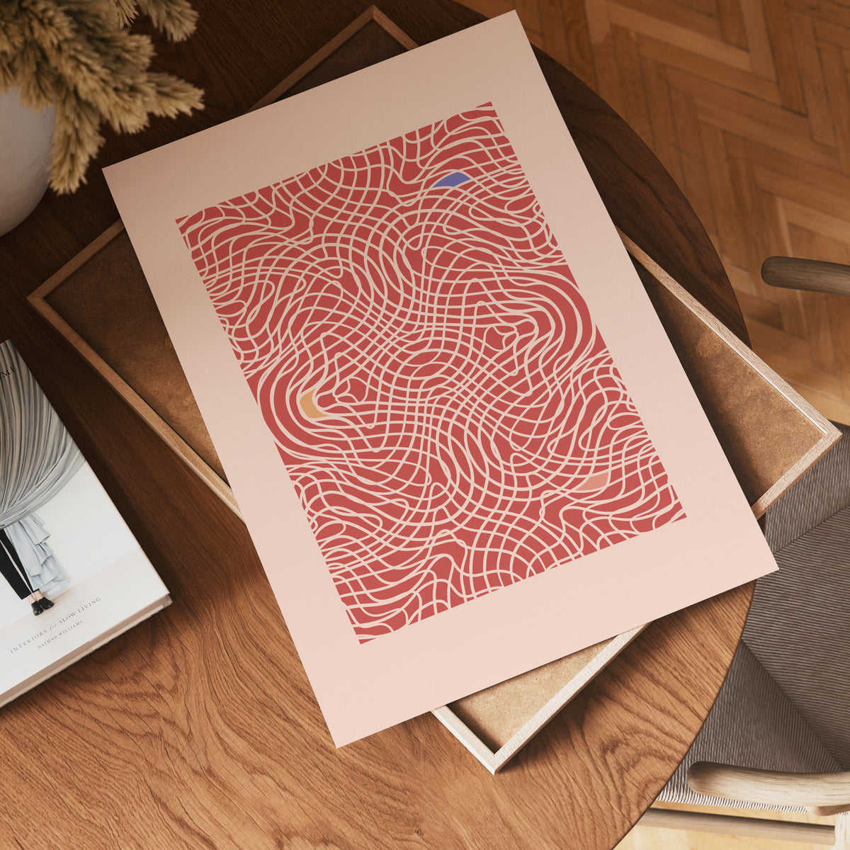 Red Hypnotic Waves poster visad rakt fram – Bozetto affisch i hög tryckkvalitet i hög tryckkvalitet