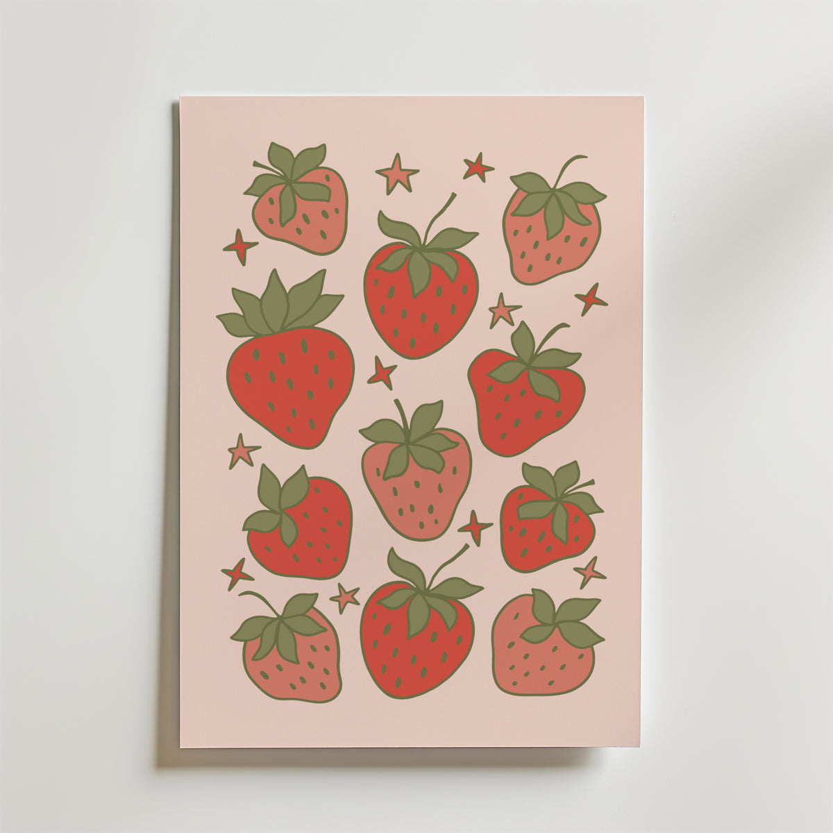 Cute Strawberries – stilfullt konsttryck från Bozetto, tryckt på matt finpapper i hög tryckkvalitet