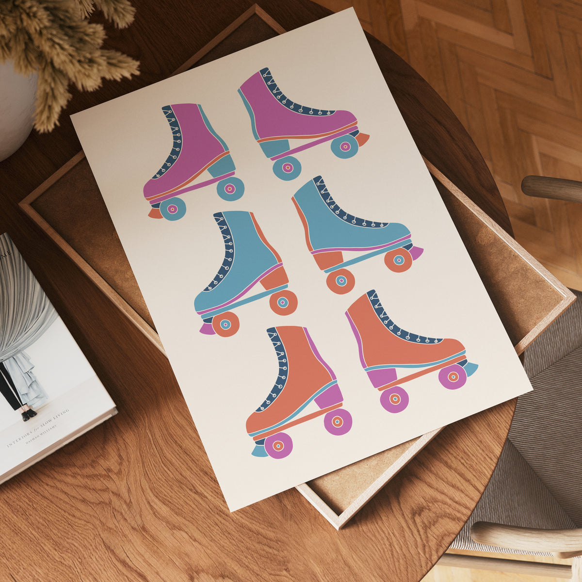 Retro Roller Skates poster visad rakt fram – Bozetto affisch i hög tryckkvalitet