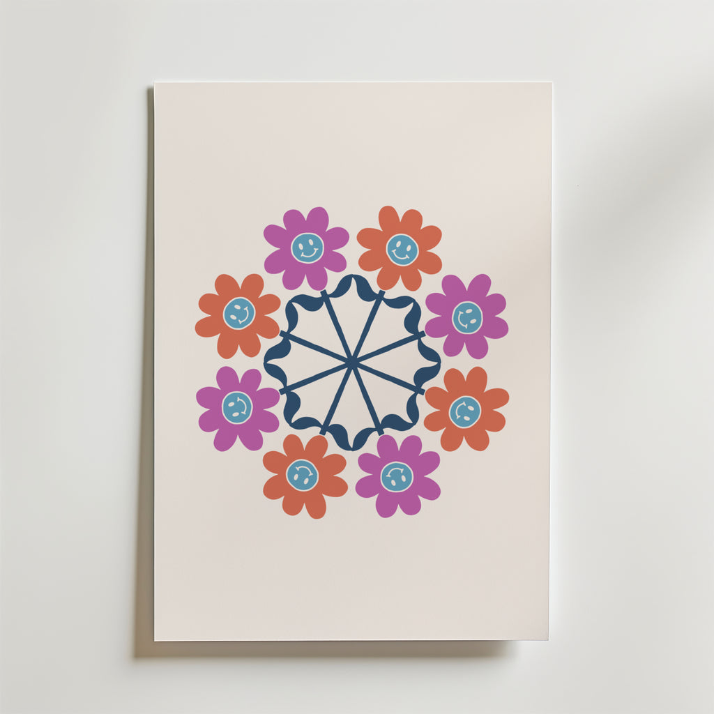 Geometric Floral Mandala – stilfullt konsttryck från Bozetto, tryckt på matt finpapper