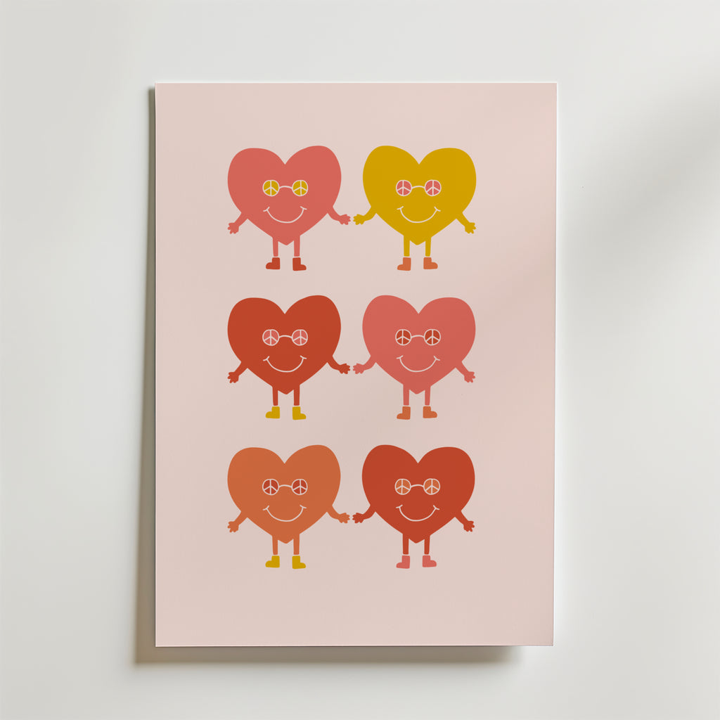 Colorful Heart Friends – stilfullt konsttryck från Bozetto, tryckt på matt finpapper