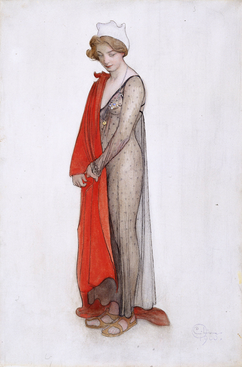 Carl Larsson Rouge et noir poster visad rakt fram – Bozetto affisch i hög tryckkvalitet