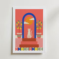 Cat Under the Blue Arch Poster – med passepartout