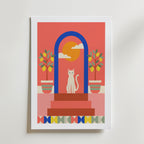 Cat Under the Blue Arch Poster – med passepartout