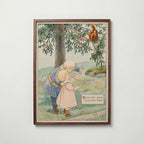 Elsa Beskow Ekorren i Granen affisch i valnötsram – mörkbrun inramning med lyxig känsla, Bozetto