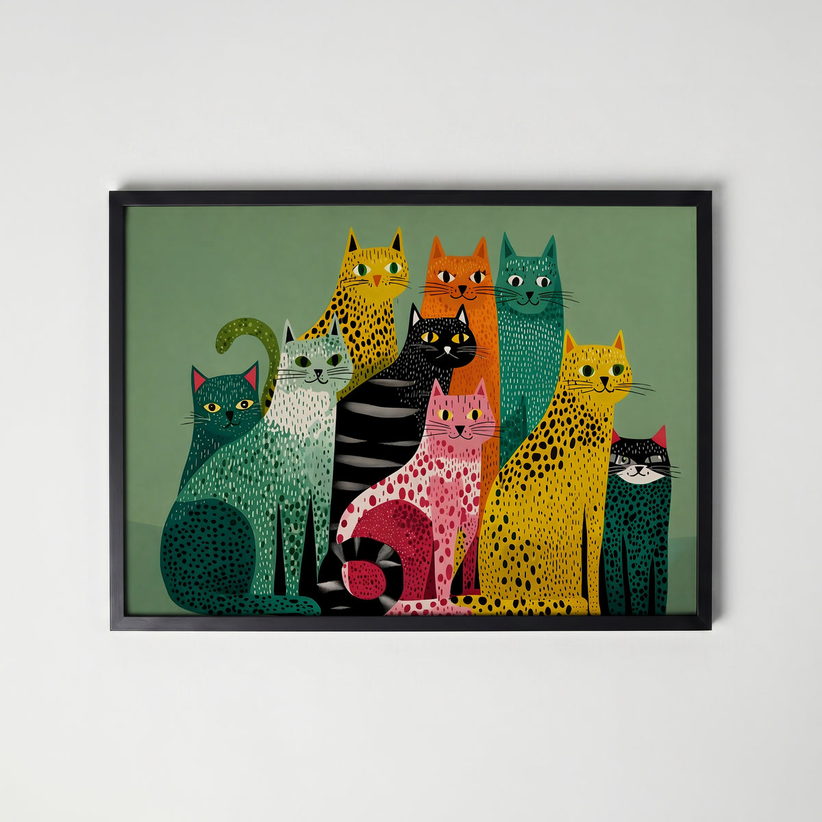 Colorful Cat Collective – köp enkelt hos Bozetto konsttryck i hög kvalitet i hög kvalitet