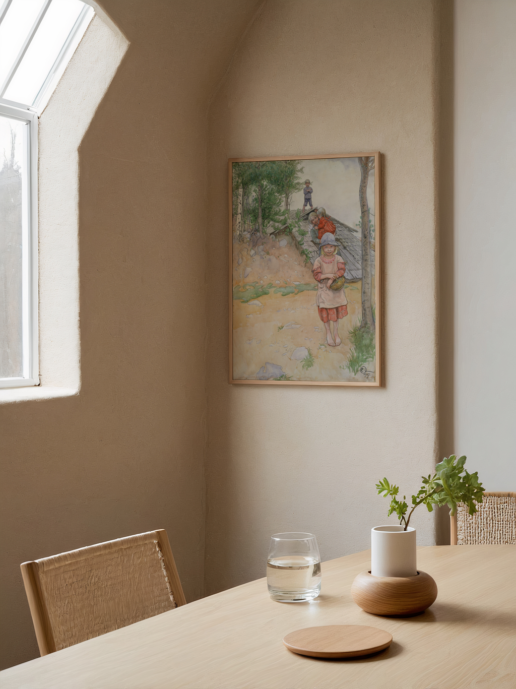 Mockup av Carl Larsson By the Cellar affisch på vägg – köp enkelt hos Bozetto i hög kvalitet