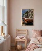 Marco Ricci Contessa at Bellagio Poster – klassisk ångbåt vid stranden i Bellagio vid Comosjön