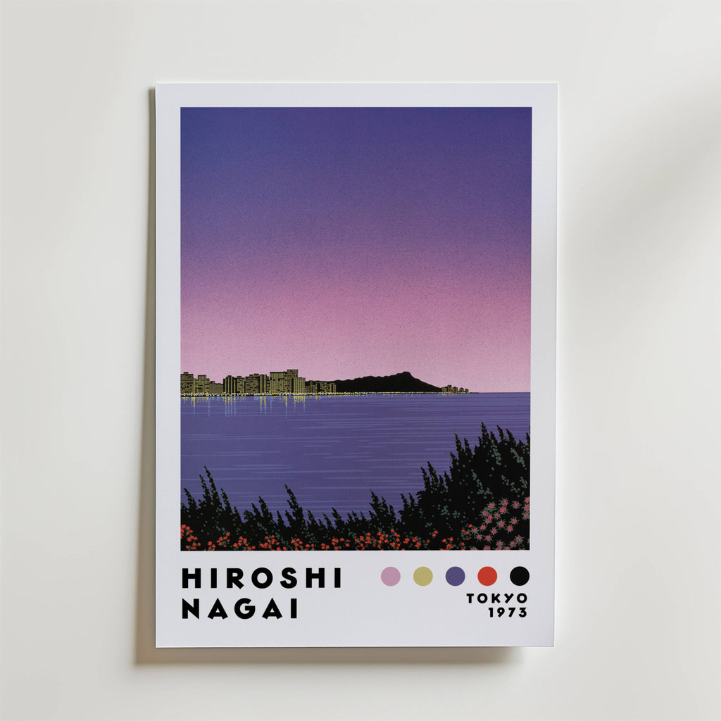 Mockup av Hiroshi Nagai Skyline Dusk affisch på vägg – köp enkelt hos Bozetto i hög kvalitet