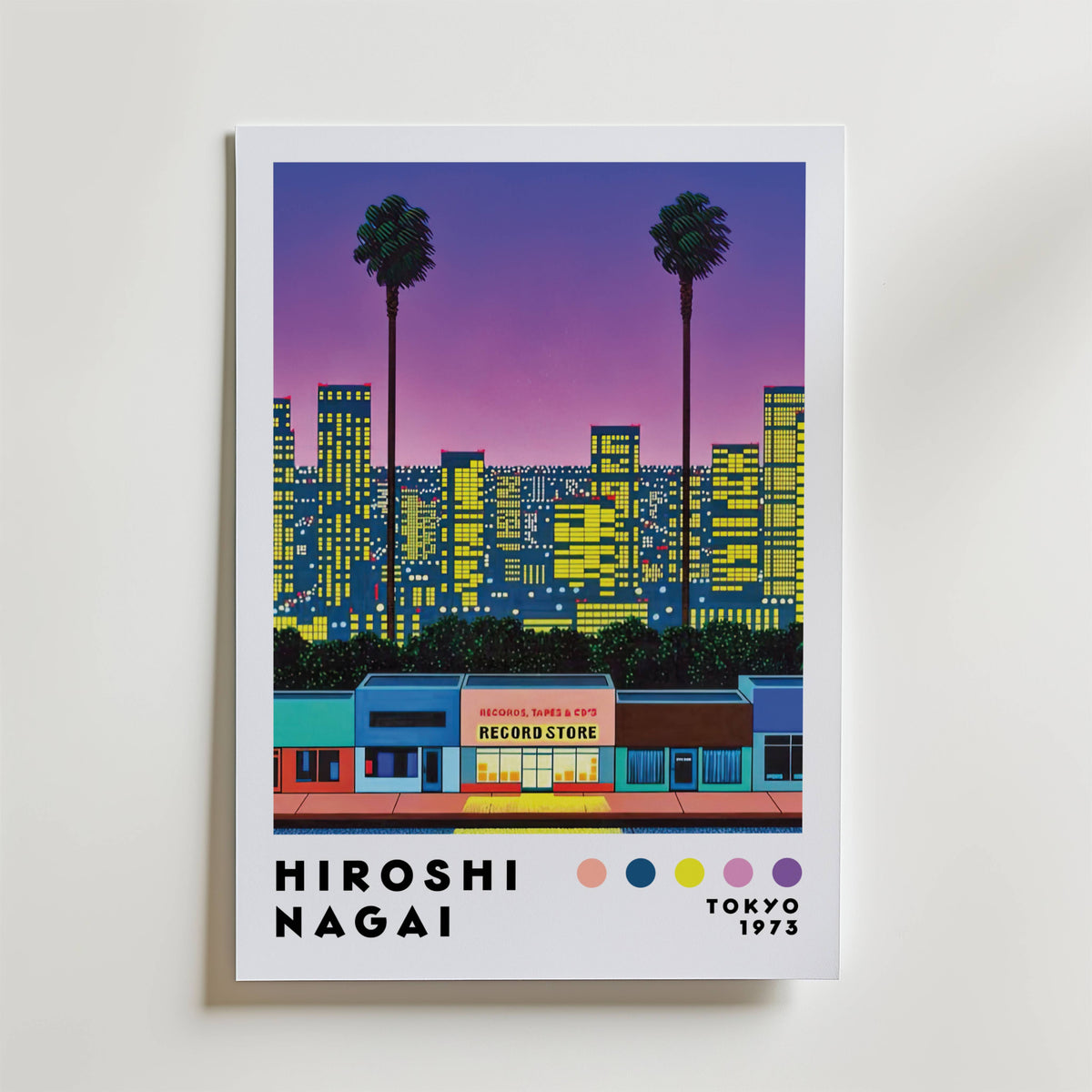 Mockup av Hiroshi Nagai City Lights affisch på vägg – köp enkelt hos Bozetto i hög kvalitet