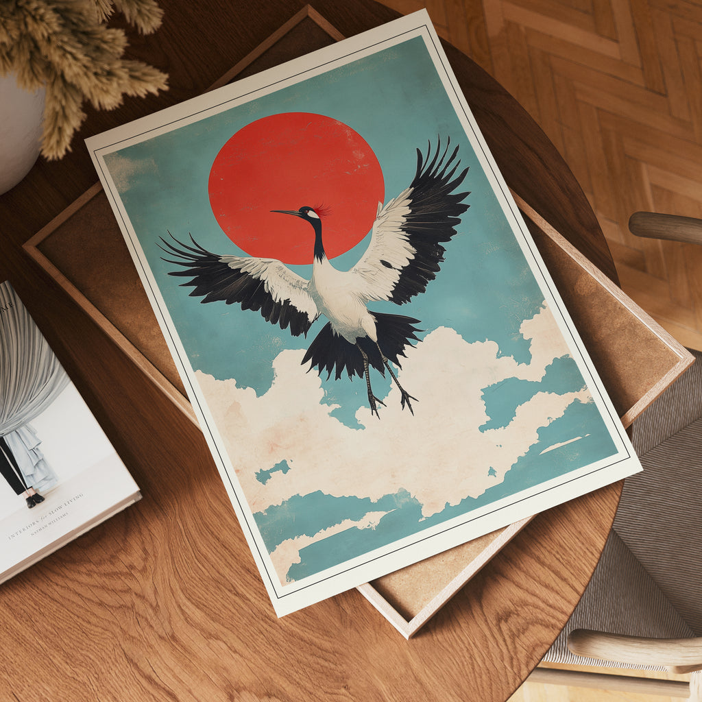 Soaring Crane poster visad rakt fram – Bozetto affisch i hög tryckkvalitet i hög tryckkvalitet