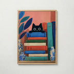 Curious Book Cat poster visad rakt fram – Bozetto affisch i hög tryckkvalitet i hög tryckkvalitet