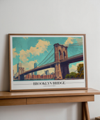 Mockup av Brooklyn Bridge affisch på vägg – köp enkelt hos Bozetto i hög kvalitet