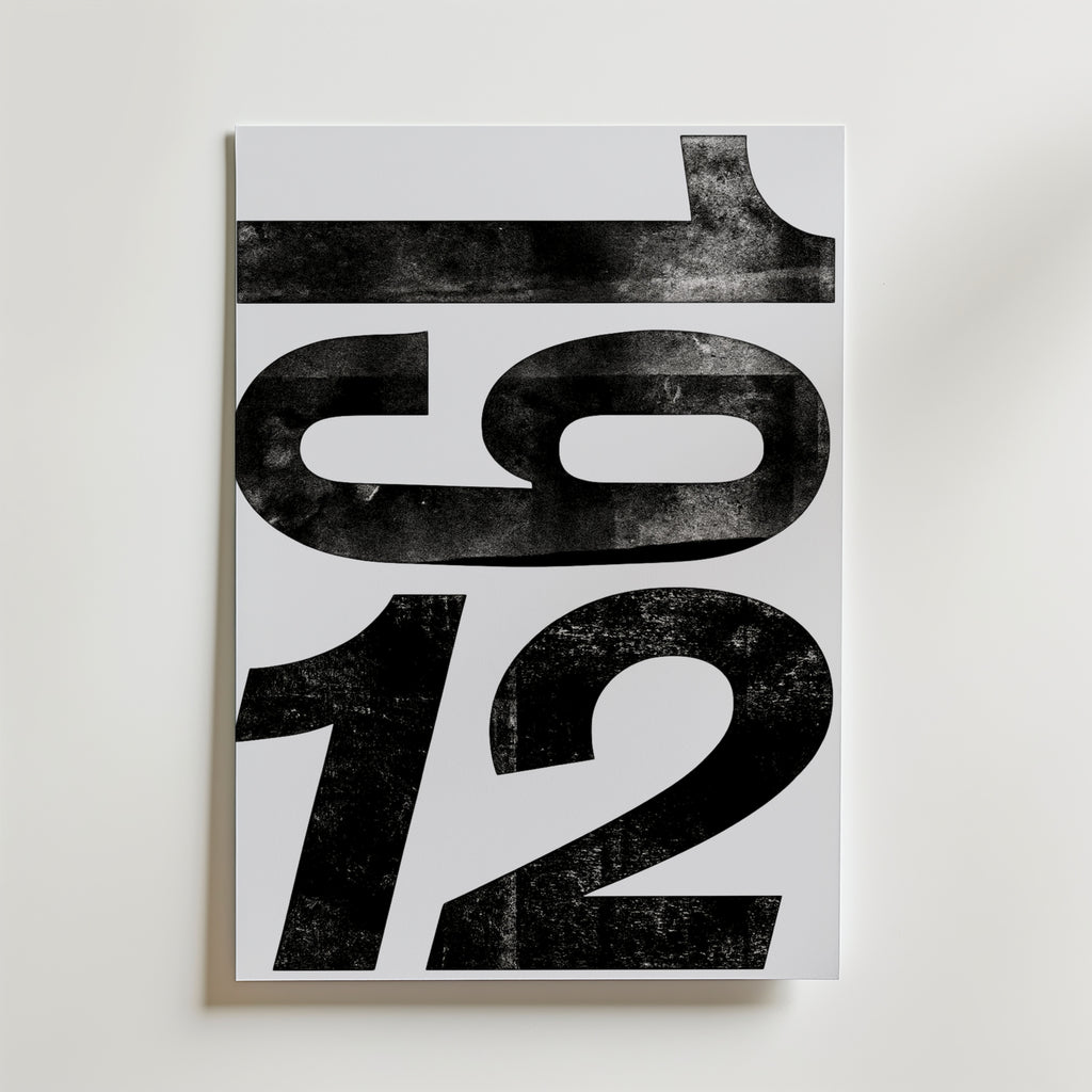 Worn Ink Numerals Poster – canvas utan passepartout