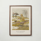 Elsa Beskow Olles Skidfärd 1907 affisch i valnötsram – mörkbrun inramning med lyxig känsla, Bozetto