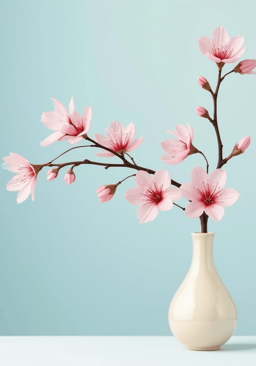 Cherry Blossom Branch affisch på vit bakgrund – köp enkelt hos Bozetto i hög kvalitet