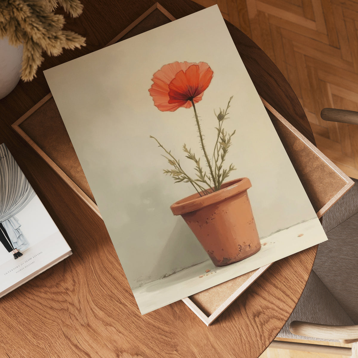 Potted Ped Poppy Flower – köp enkelt hos Bozetto konsttryck i hög kvalitet i hög kvalitet