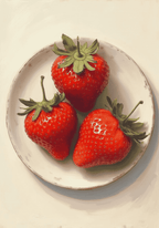 Fresh organic strawberries poster visad rakt fram – Bozetto affisch i hög tryckkvalitet