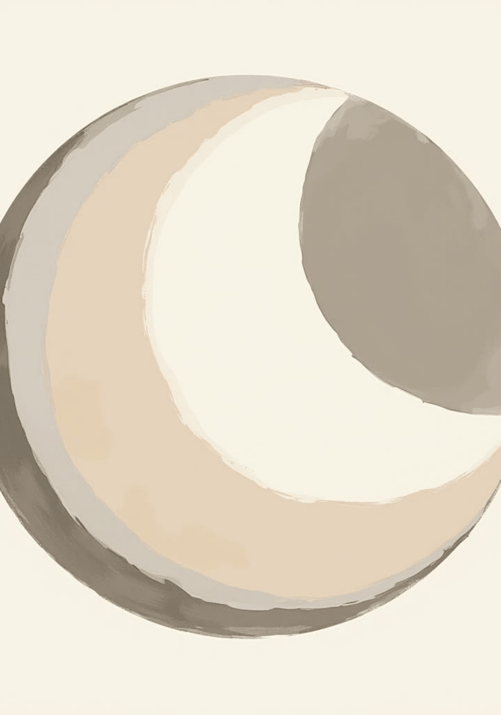 Abstract Moon konsttryck på vit bakgrund – elegant Bozetto affisch för hemmet i hög tryckkvalitet