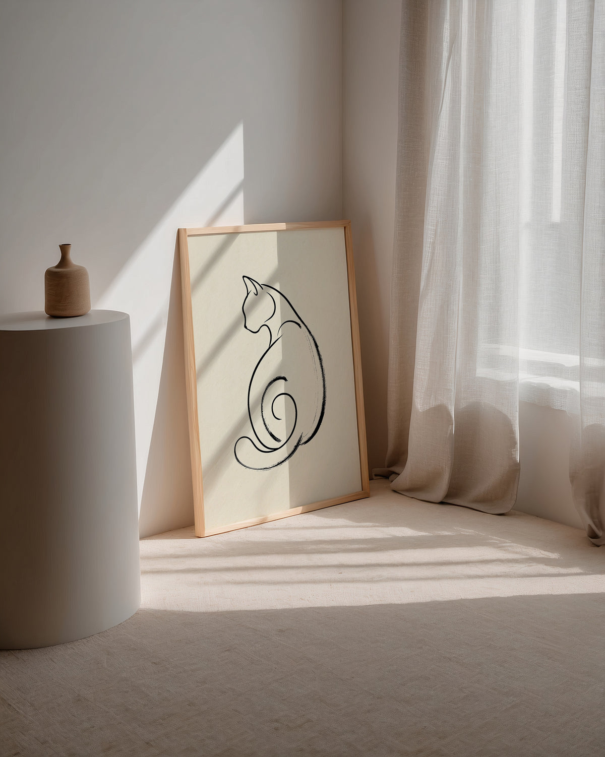 Feline Curl Poster med valnötsram