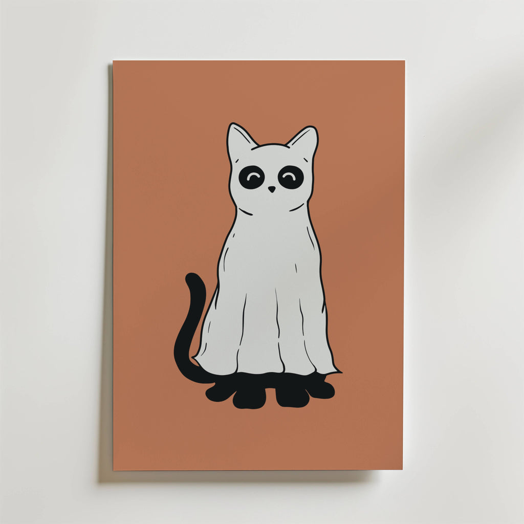 Ghost Cat – stilfullt konsttryck från Bozetto, tryckt på matt finpapper i hög tryckkvalitet