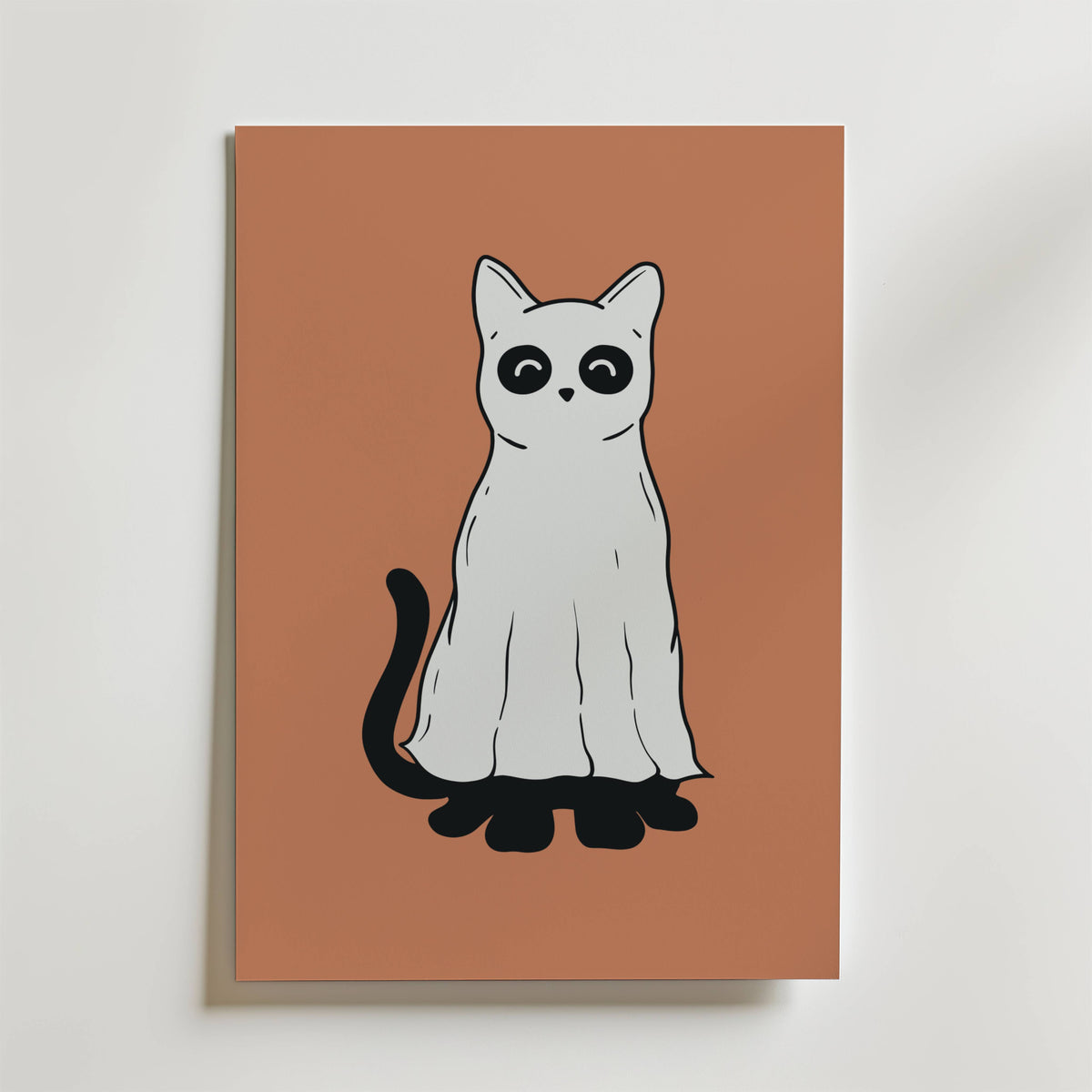 Ghost Cat – stilfullt konsttryck från Bozetto, tryckt på matt finpapper i hög tryckkvalitet