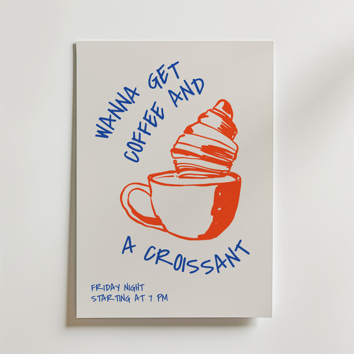 Get Coffee And Croissant – stilfullt konsttryck från Bozetto, tryckt på matt finpapper