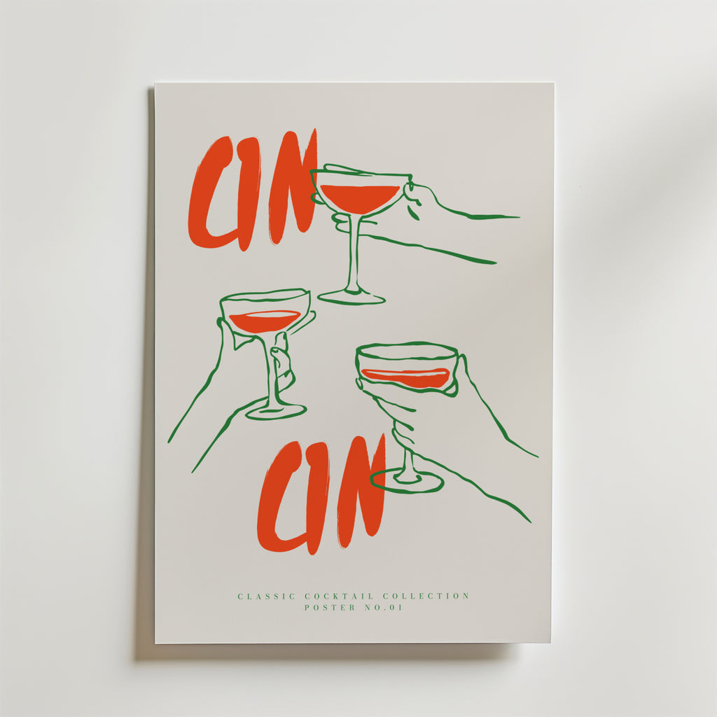 Cin Cin Classic Cocktail – stilfullt konsttryck från Bozetto, tryckt på matt finpapper