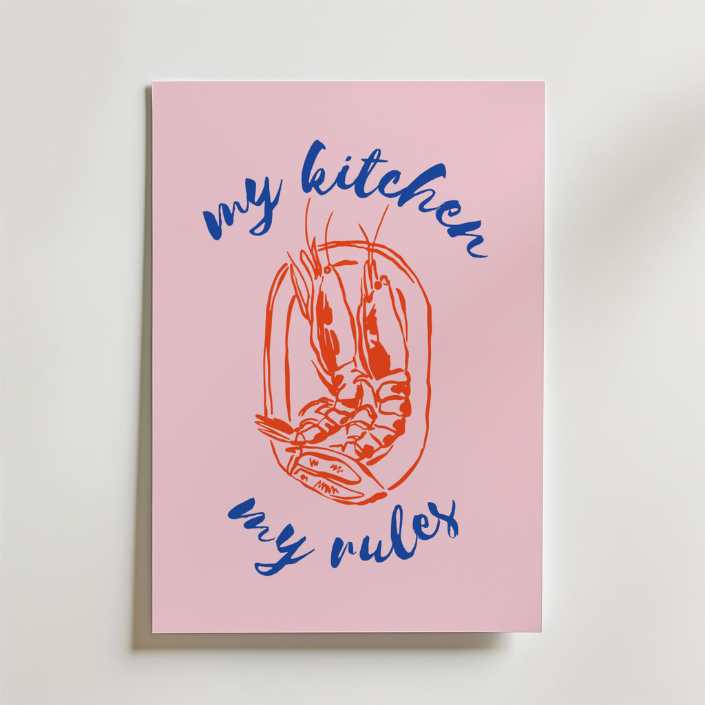 My Kitchen My Rules – stilfullt konsttryck från Bozetto, tryckt på matt finpapper