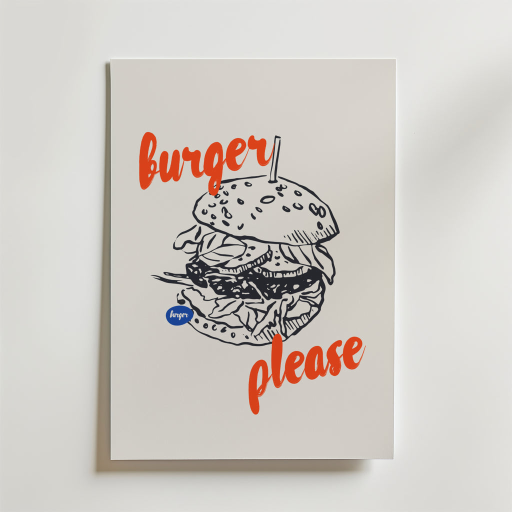 Burger Please – stilfullt konsttryck från Bozetto, tryckt på matt finpapper i hög tryckkvalitet