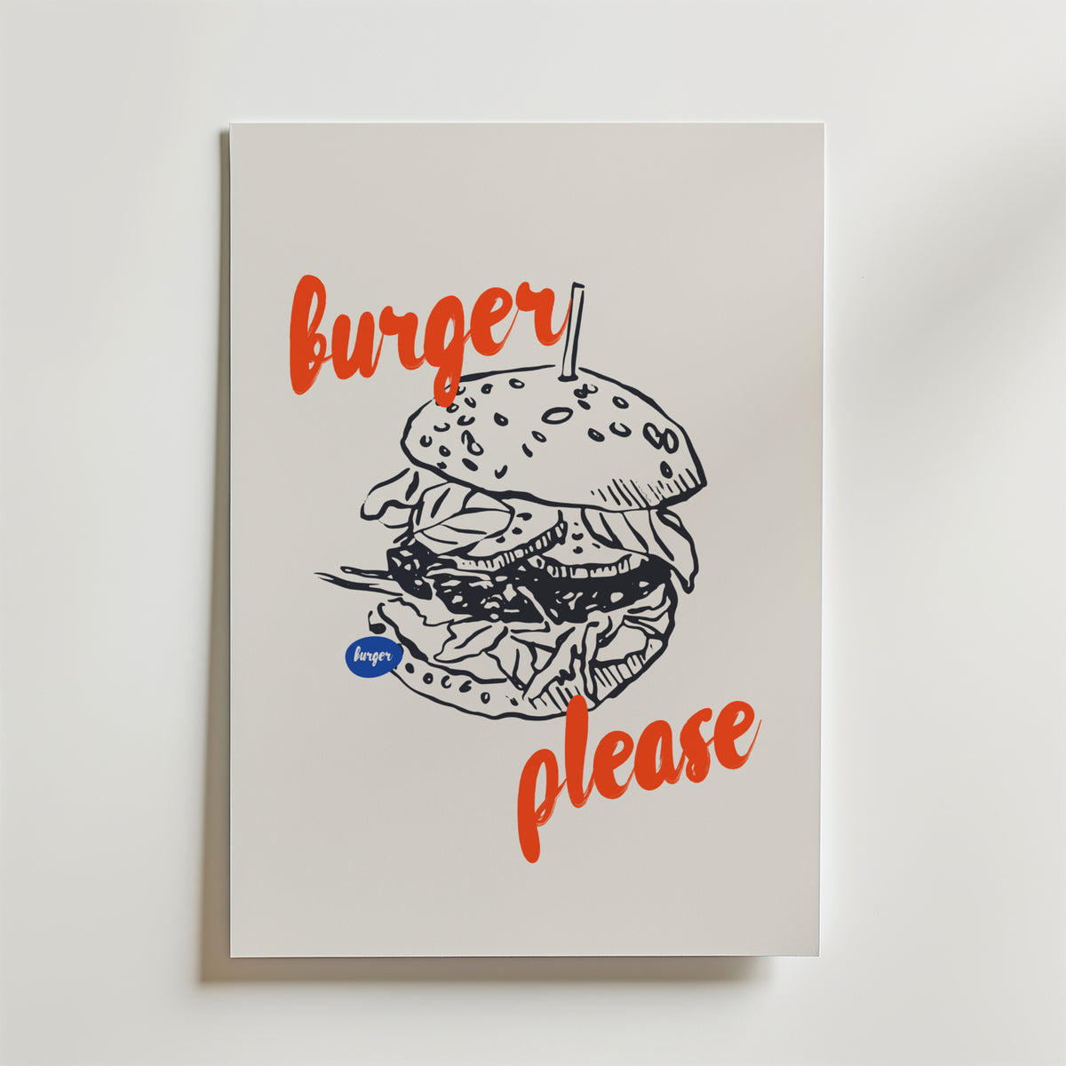 Burger Please – stilfullt konsttryck från Bozetto, tryckt på matt finpapper i hög tryckkvalitet