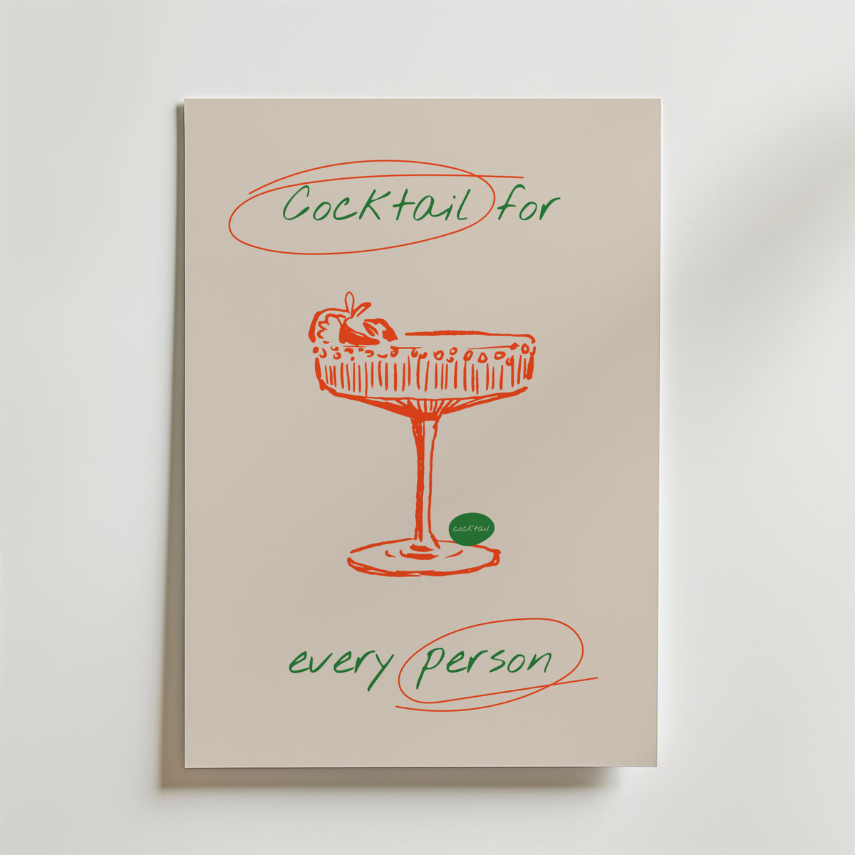 Cocktail For Every Person – stilfullt konsttryck från Bozetto, tryckt på matt finpapper