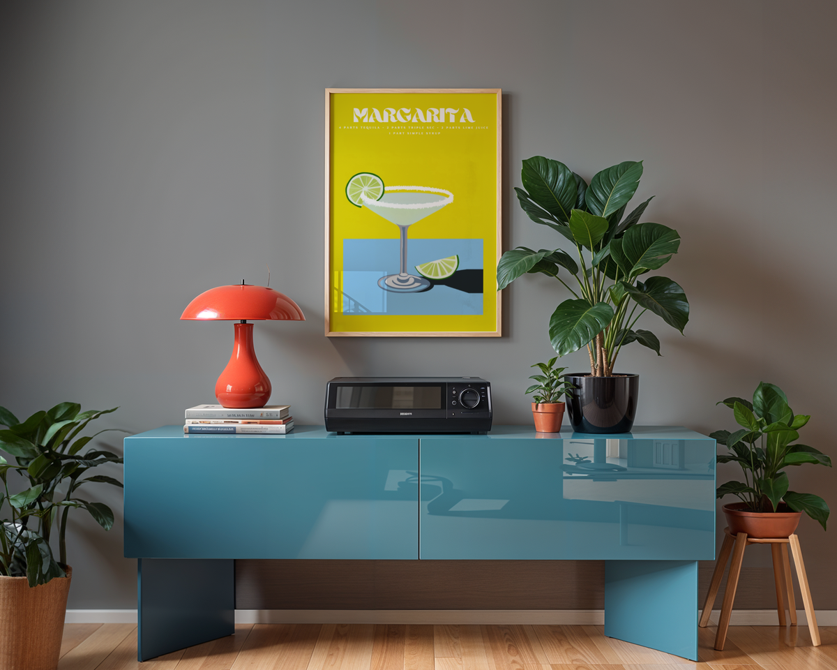 Väggmockup av Margarita Cocktail affisch på ljus vägg – Bozetto konsttryck – nr 3