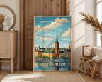 Mockup av Stockholm Reflections affisch på vägg – köp enkelt hos Bozetto i hög kvalitet