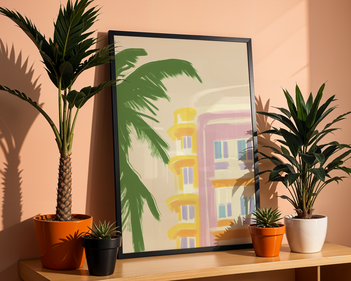 Mockup av Summer in the South affisch på vägg – köp enkelt hos Bozetto i hög kvalitet