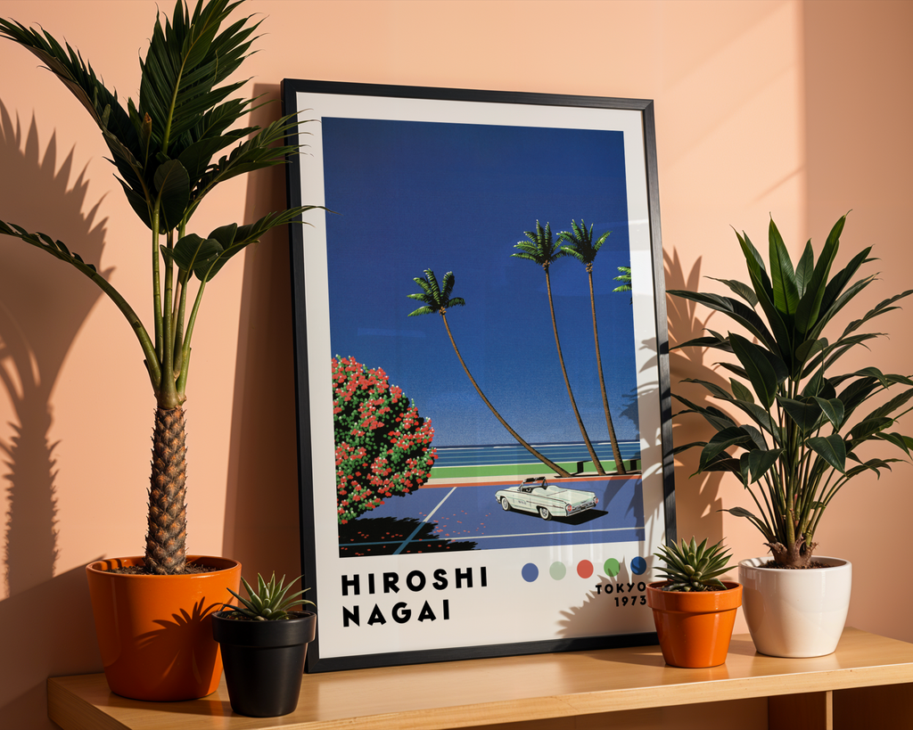 Hiroshi Nagai Seaside Drive poster visualiserad på vägg – från Bozetto i hög kvalitet