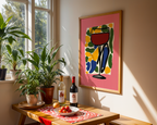 Mockup av Colorful Wine Glass affisch på vägg – köp enkelt hos Bozetto i hög kvalitet