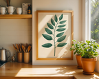 Mockup av Single Green Leaf affisch på vägg – köp enkelt hos Bozetto i hög kvalitet