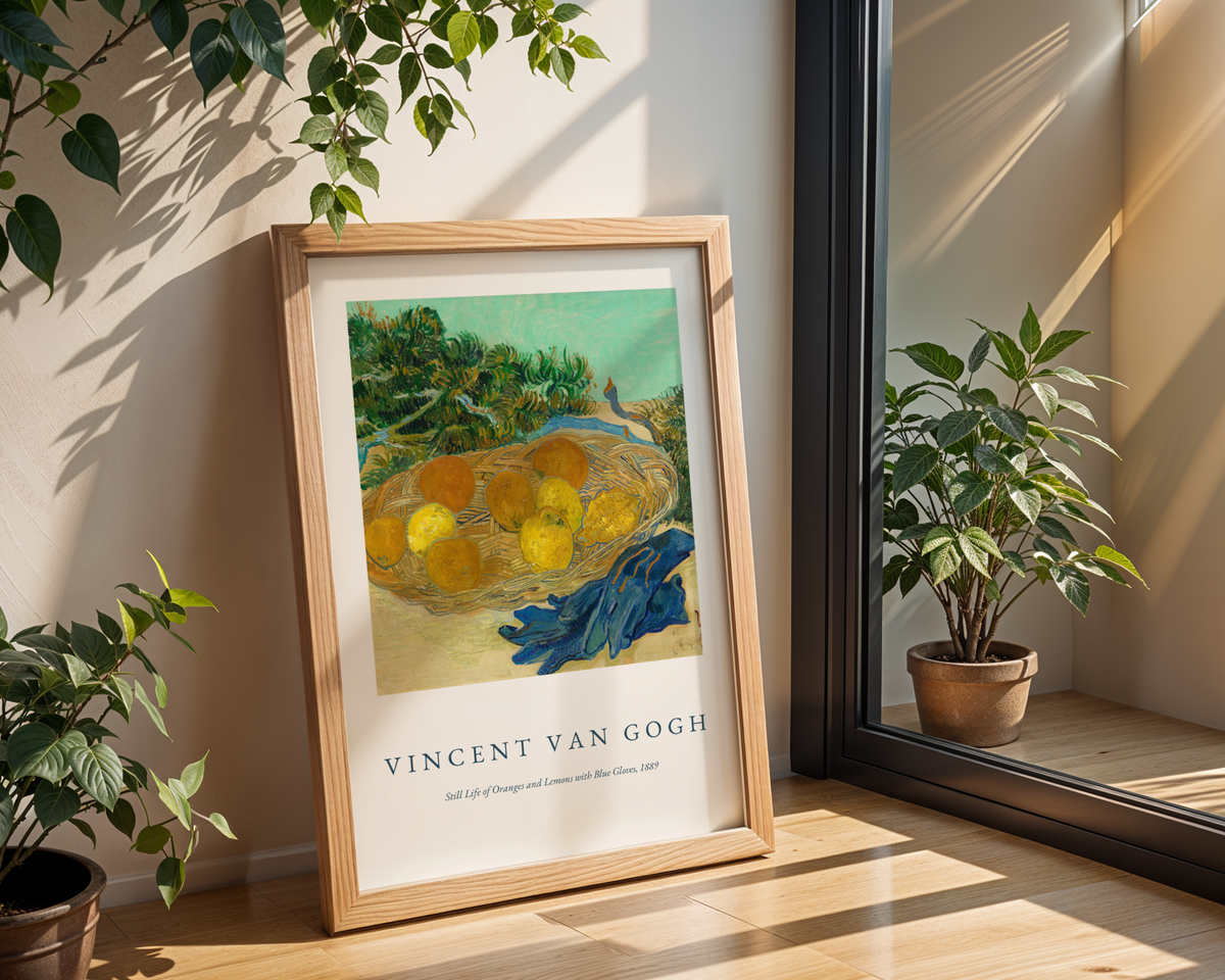 Van Gogh Oranges And Lemons poster visualiserad på vägg – från Bozetto i hög kvalitet