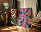 Väggmockup av Wavy Vortex affisch på ljus tegelvägg – Bozetto konsttryck i hög tryckkvalitet