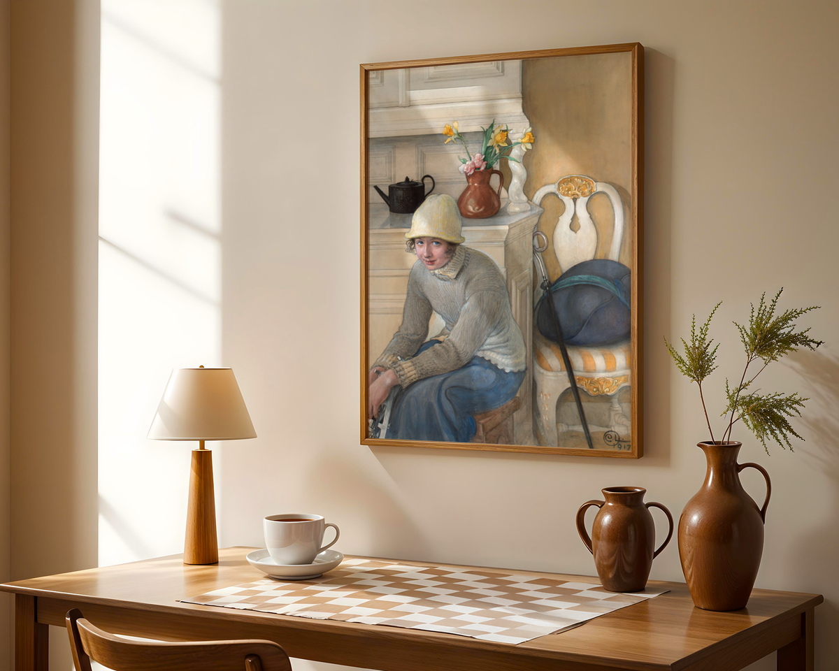 Mockup av Carl Larsson Girl with ice affisch på vägg – köp enkelt hos Bozetto i hög kvalitet